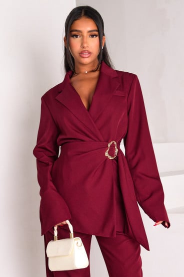 Blazer ceinturé bordeaux qualité premium