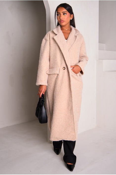 Manteau beige chiné et texturé