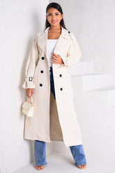 Manteau long style trench beige