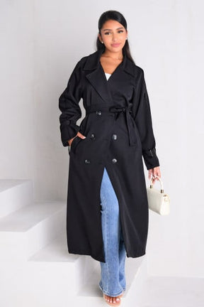 Manteau long style trench noir