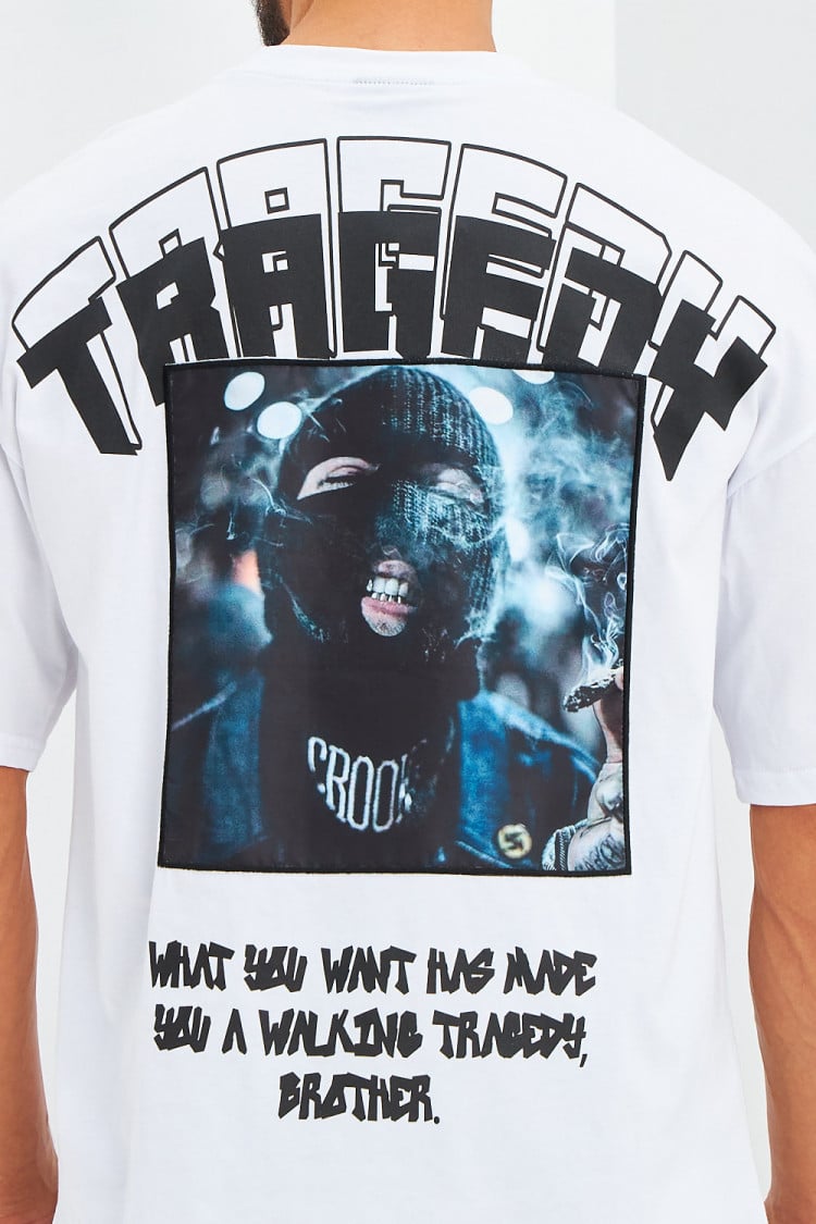 T-shirt à imprimé "Tragedy" blanc