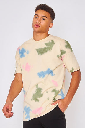 bT-shirt beige tacheté