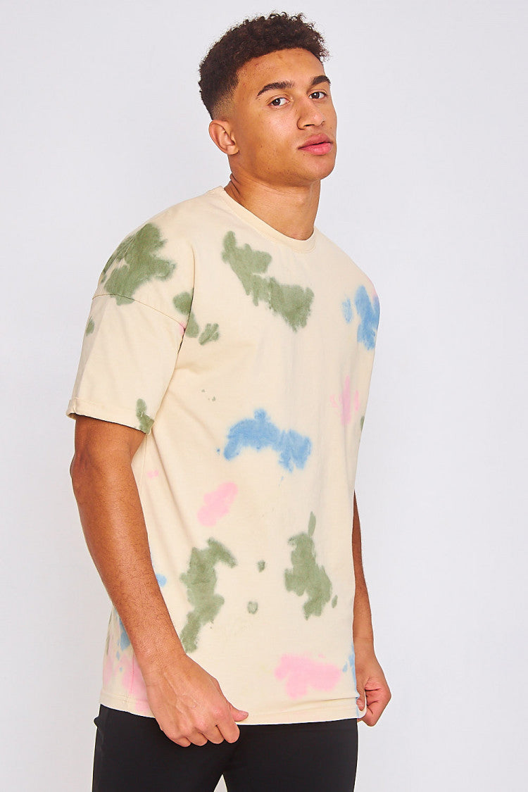 bT-shirt beige tacheté