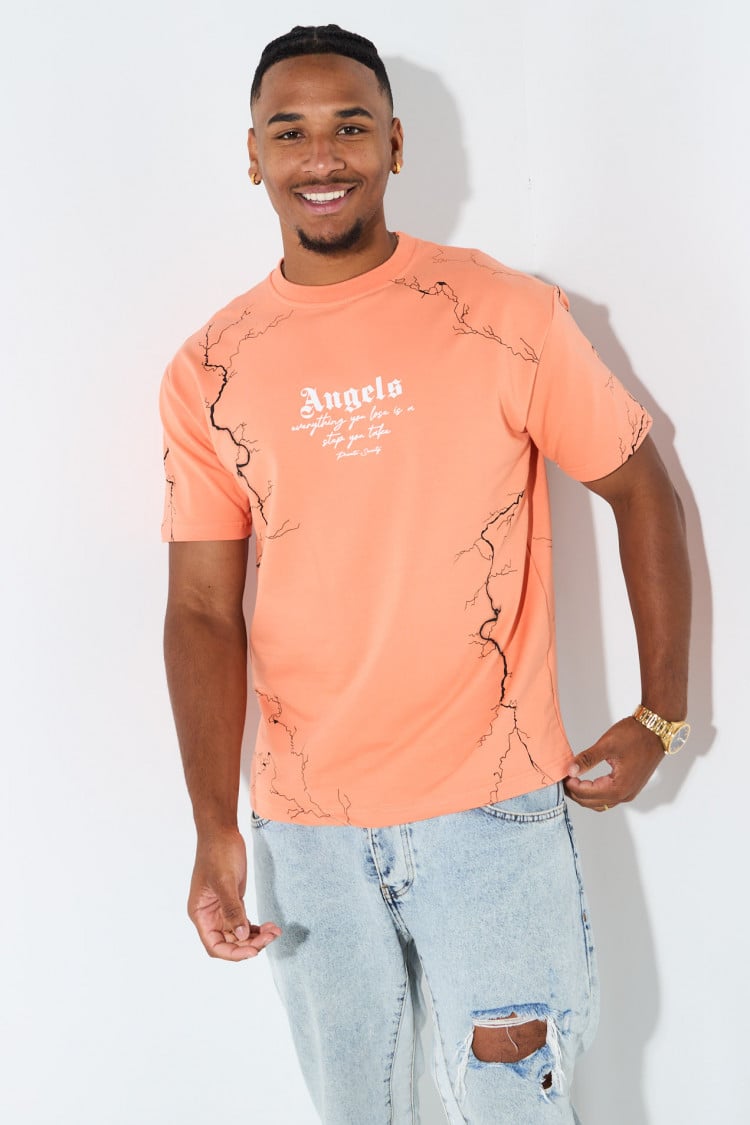 T-shirt orange "los angeles à éclair"