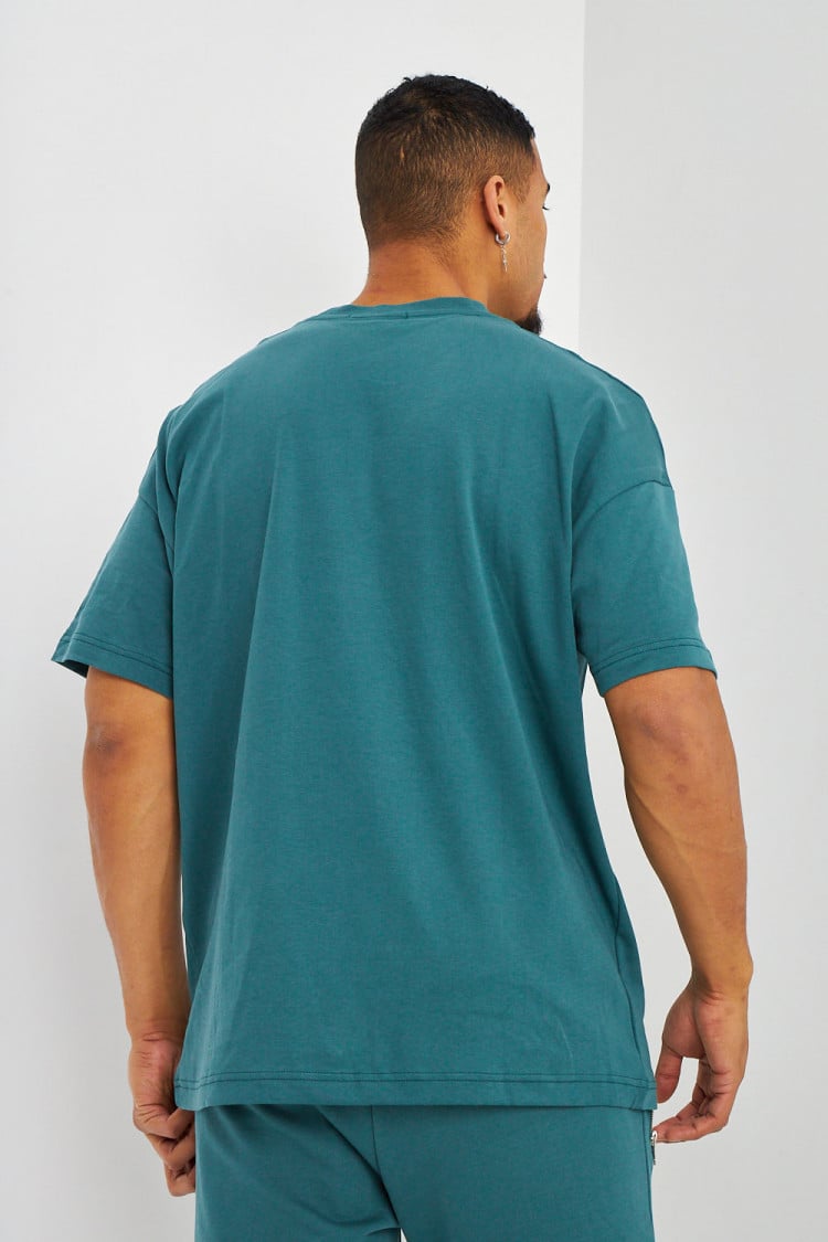 T-shirt oversize bleu vert