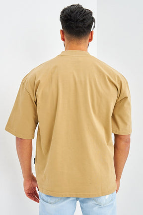 T-shirt oversize uni beige foncé