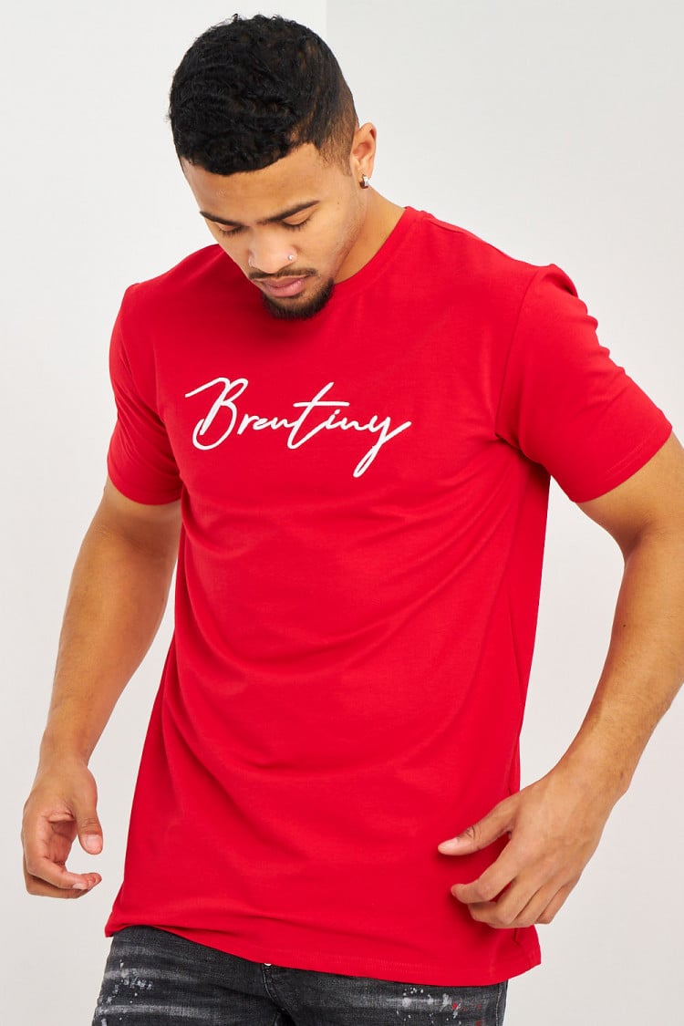 T-shirt rouge à logo Brentiny en relief