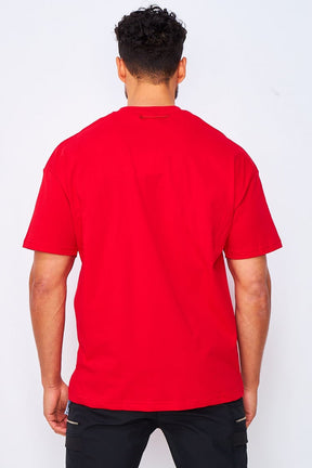 T-shirt rouge avec cordon au col