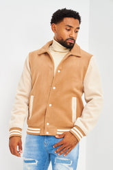 Veste bicolore en suédine camel/beige