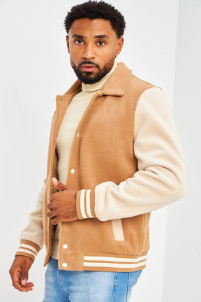 Veste bicolore en suédine camel/beige