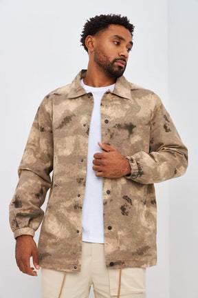 Veste en jeans camouflage beige