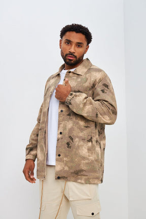 Veste en jeans camouflage beige