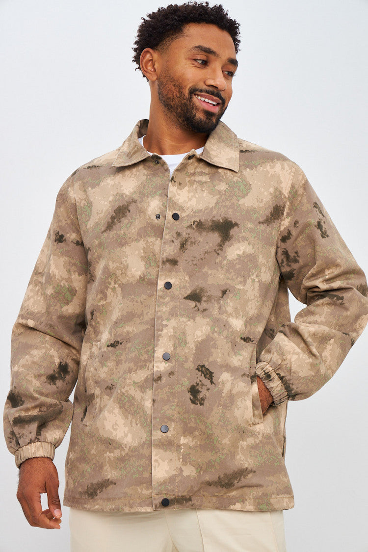 Veste en jeans camouflage beige