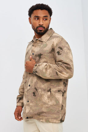 Veste en jeans camouflage beige