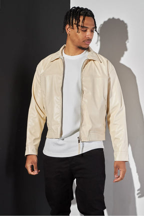 Veste en simili cuir beige