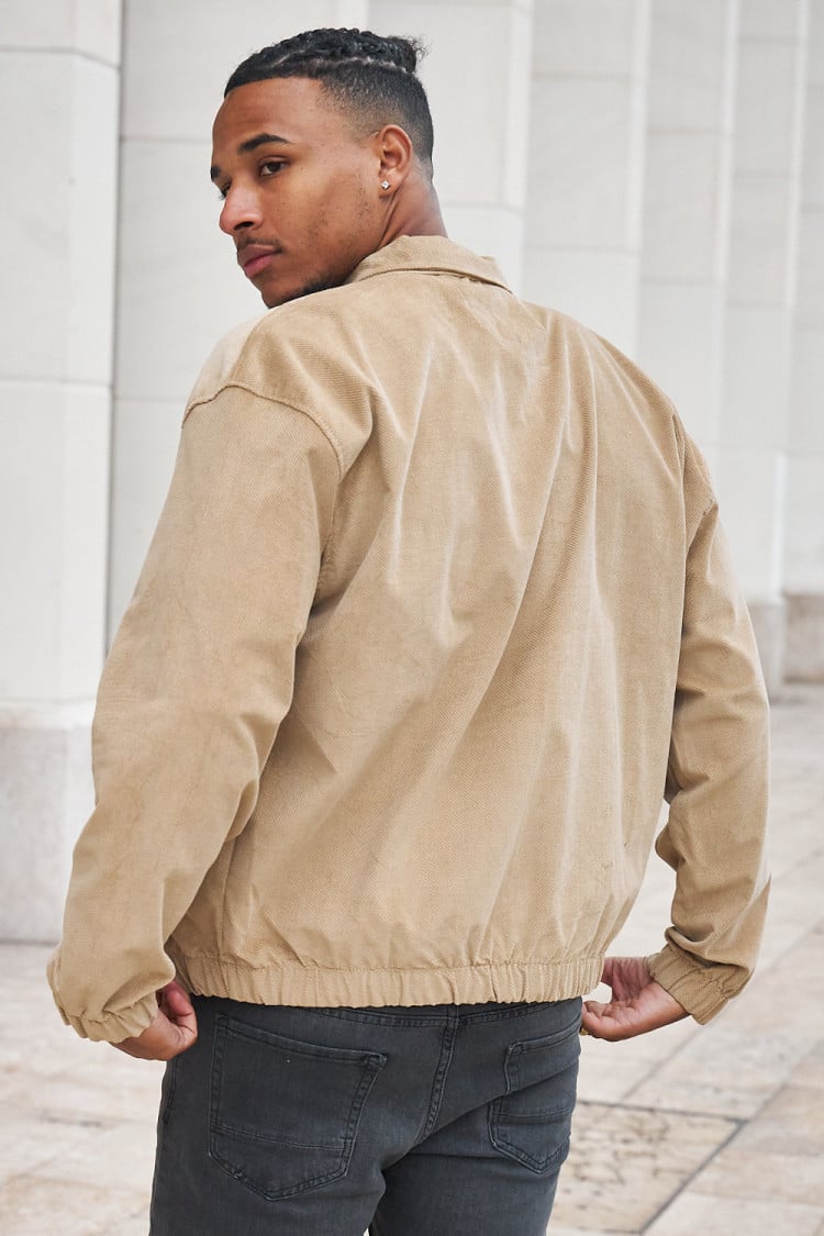 Veste en velours côtelé beige foncé