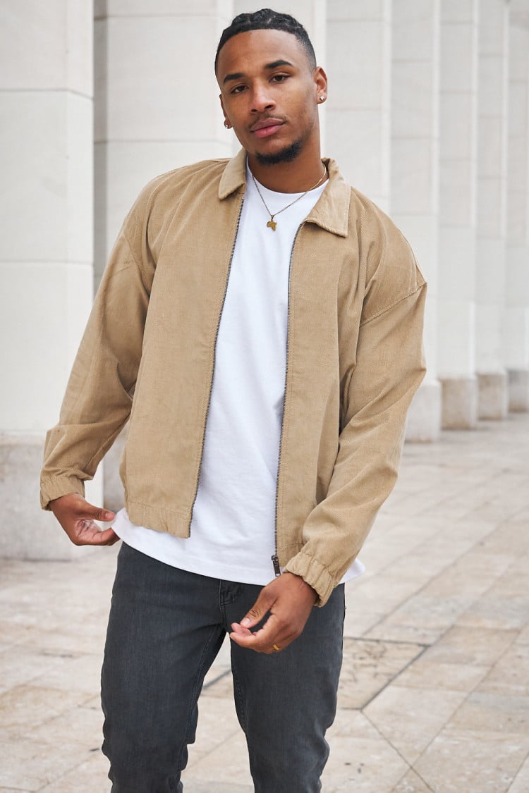 Veste en velours côtelé beige foncé