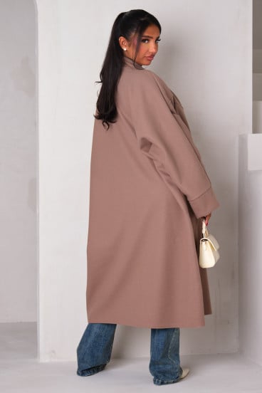 Veste longue ouverte texturée beige foncé