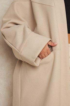 Veste longue ouverte texturée beige