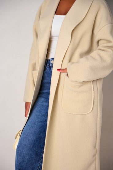 Veste longue texturée beige