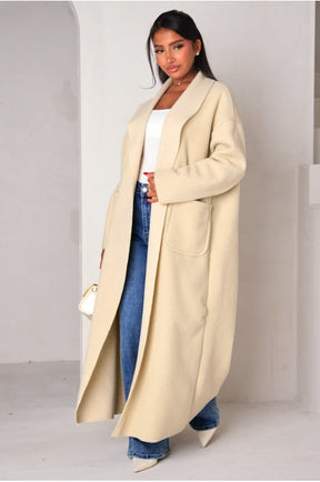 Veste longue texturée beige