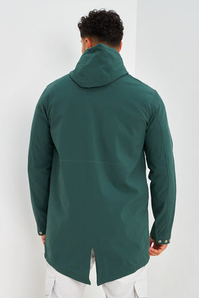 Veste mi-longue verte à capuche