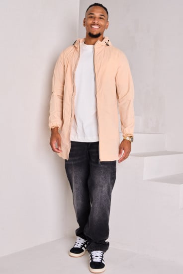 Veste mi-saison beige rosé à capuche