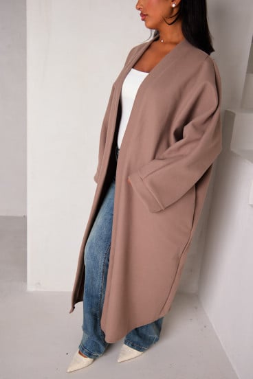 Veste taupe longue texturée