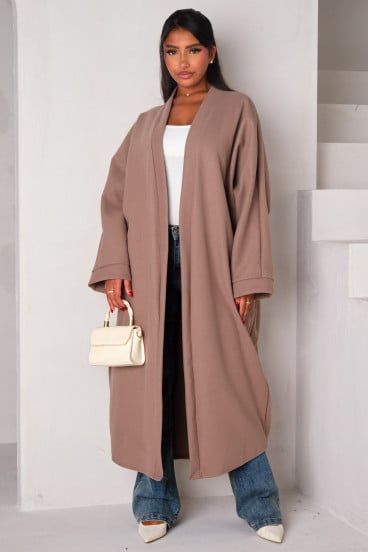 Veste taupe longue texturée