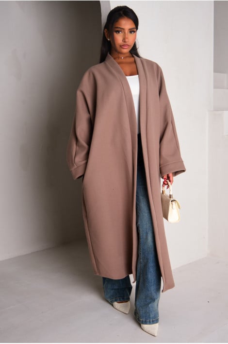 Veste taupe longue texturée